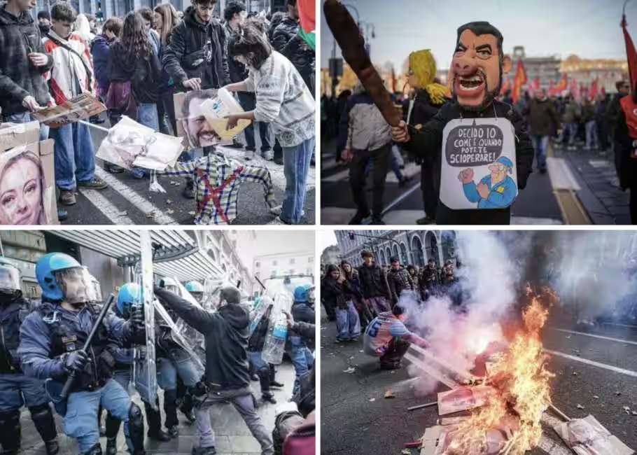 A TORINO LO SCIOPERO GENERALE HA AVUTO IN CODA ALLA MANIFESTAZIONE SCONTRI CON LA POLIZIA